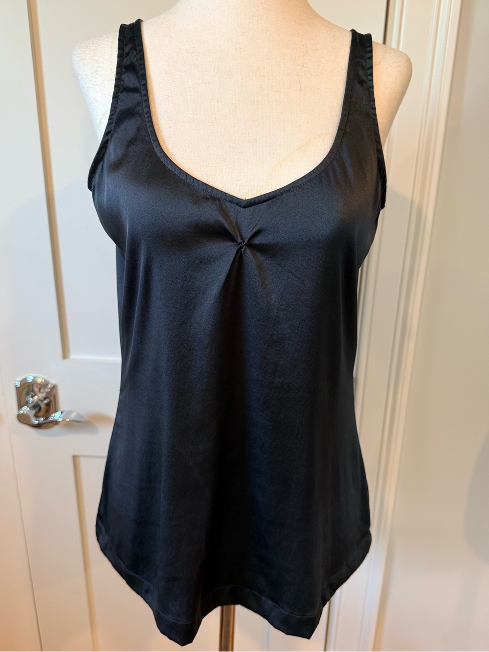 Eileen Fisher Black Satin Scoop Neck Camisole